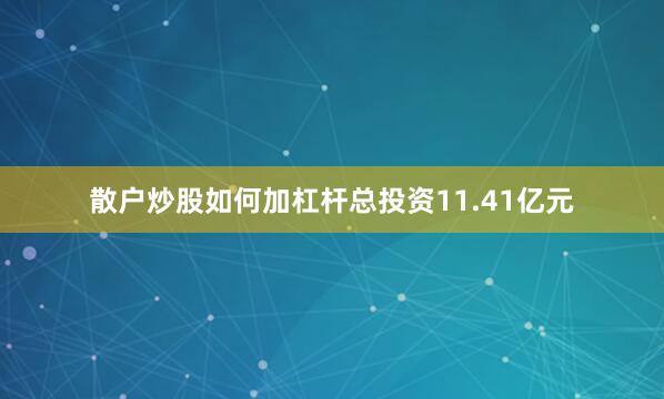 散户炒股如何加杠杆总投资11.41亿元